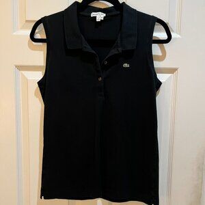 Lacoste Sleeveless Black collard top size 44